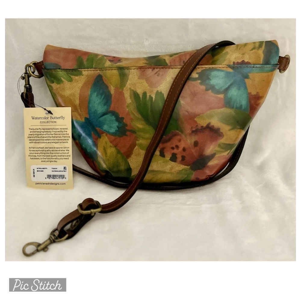 Patricia Nash Brown and Blue Hobo Bag with Floral Print
